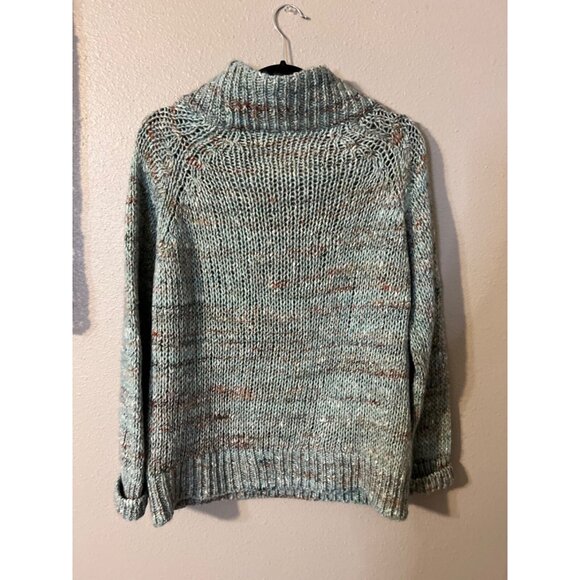 Anthropologie MOTH Sweater Blue Specks M Medium Thick Collared Alpaca Blend - Picture 10 of 13
